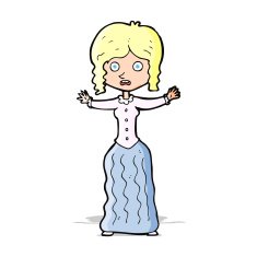 cartoon worried victorian woman N4