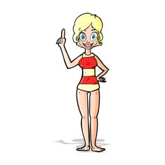 cartoon woman in striped swimsuit N4