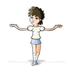 cartoon woman shrugging shoulders N217