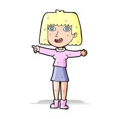 cartoon happy woman pointing N27