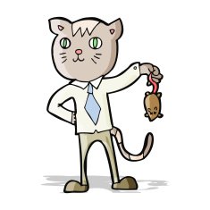 cartoon business cat with dead mouse N4