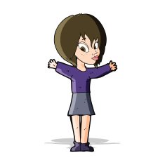 cartoon woman with open arms N44
