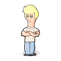 cartoon man with folded arms N14