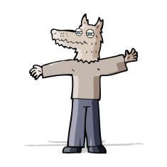cartoon happy wolf man N8