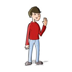 cartoon waving man N43