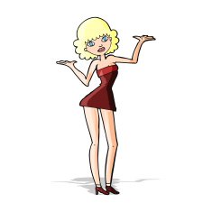 cartoon woman in cocktail dress N7