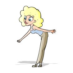 cartoon woman reaching to pick something up N5