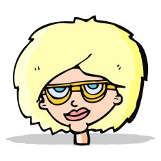 cartoon woman wearing spectacles N22