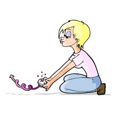 Cartoon Girl Playing Computer Games N6
