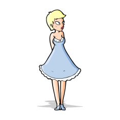 cartoon pretty woman in dress N23