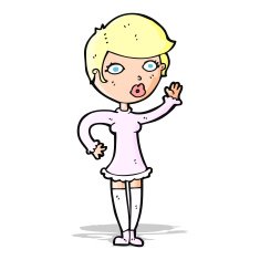 cartoon pretty woman waving N38