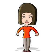 cartoon woman shrugging shoulders N218