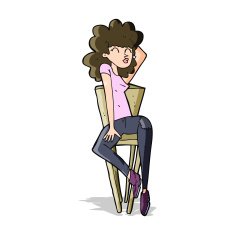 cartoon woman posing on chair N12