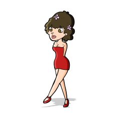 cartoon woman posing in dress N17