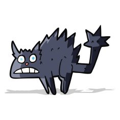 cartoon frightened black cat N2