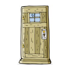 cartoon old wood door N4