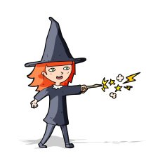 cartoon witch girl casting spell N9