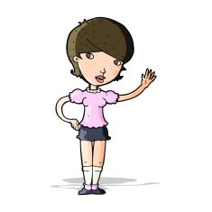 Cartoon Girl Waving N16