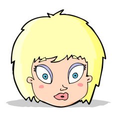 cartoon surprised female face N29