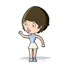 Cartoon Woman Waving N158