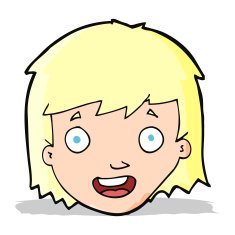 cartoon happy female face N84