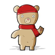 cartoon waving teddy bear N25