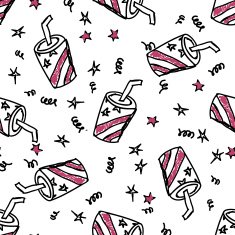 Seamles vector pattern with doodle beverages