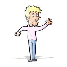 cartoon happy boy waving N10