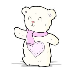 cartoon white teddy bear with love heart N3
