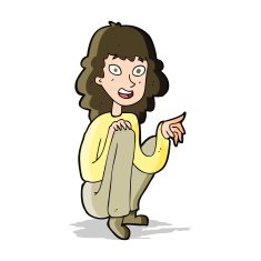 cartoon happy woman sitting and pointing N5