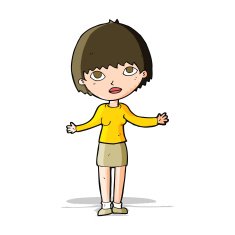 cartoon woman shrugging N28