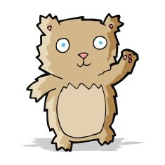 cartoon waving teddy bear N27