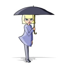 cartoon woman with umbrella N6