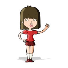 Cartoon Woman Waving N160