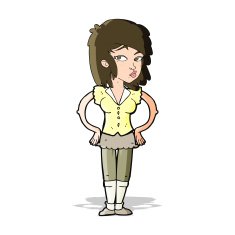 cartoon pretty woman with hands on hips N10