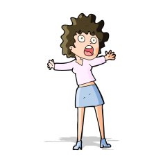 cartoon frightened woman N15