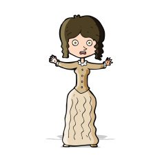 cartoon worried victorian woman N5