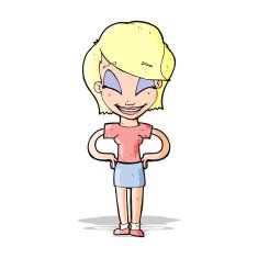 cartoon woman with hands on hips N102