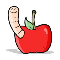 Cartoon Apple With Worm N35