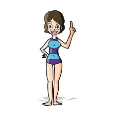 cartoon woman in striped swimsuit N5