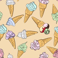 Vector seamless pattern with ice creams N2