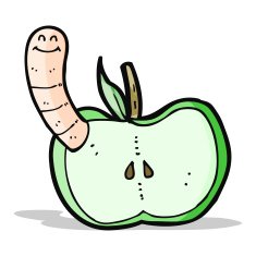 Cartoon Apple With Worm N37