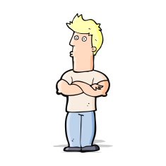 cartoon man with folded arms N16