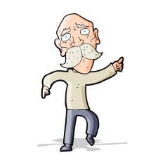 cartoon sad old man pointing N5