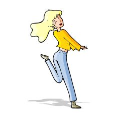 cartoon happy girl kicking out leg N4
