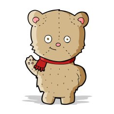 cartoon waving teddy bear N30