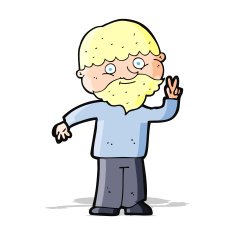 Cartoon Man Giving Peace Sign N27