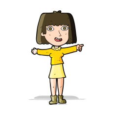 cartoon happy woman pointing N31
