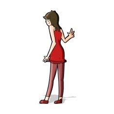 Cartoon Woman Waving N161