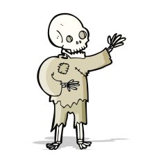cartoon skeleton waving N4